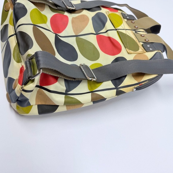 Orla Kiely Backpack Multi Color Leaf Print Leather Trim Casual Daypack - Picture 6 of 14